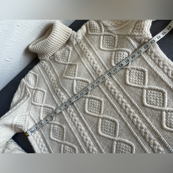 Eddie Bauer Ivory Cable Knit Turtleneck Sweater - Picture 5 of 7